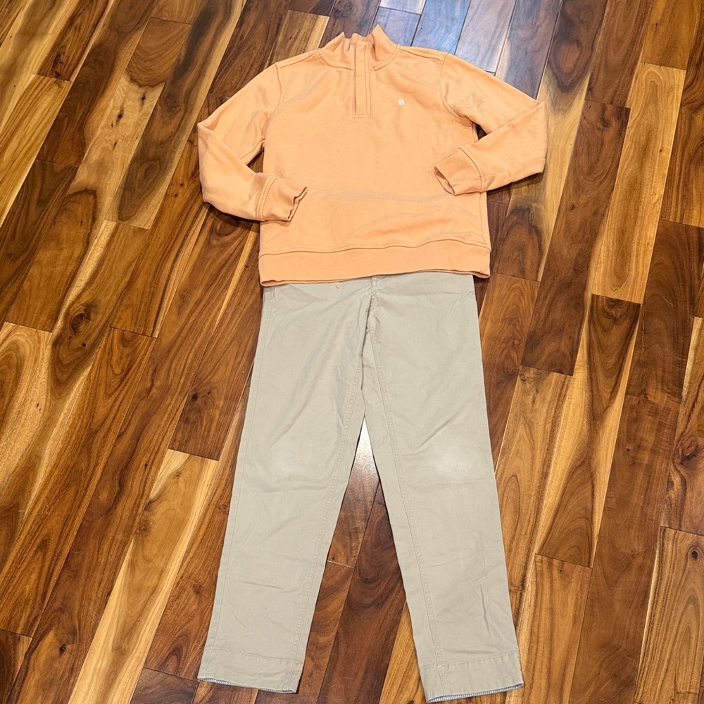 Brooks Brothers Kids Size 12 Quarter Zip Sweatshirt & Khaki Pant Bundle